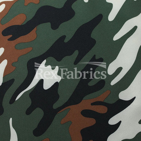 Camo Street Polyester Spandex Fabric - Olive Khaki Camouflage Print, 56/57" Width (1 Yard)