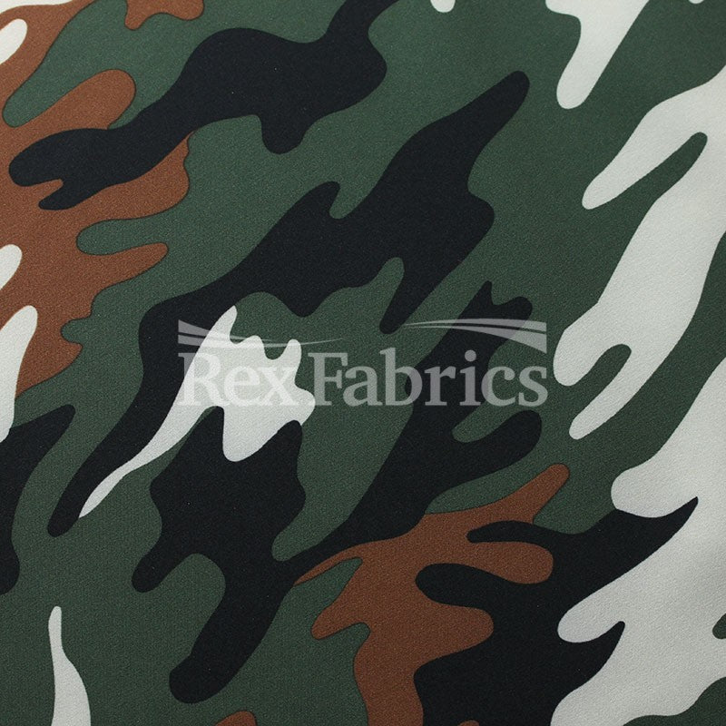 Camo Street Polyester Spandex Fabric - Olive Khaki Camouflage Print, 56/57" Width (1 Yard)