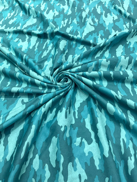Camouflage Polyester Spandex Fabric - Heather Camouflage Print, Reversible, 58" Width (1 Yard)