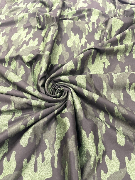 Camouflage Polyester Spandex Fabric - Heather Camouflage Print, Reversible, 58" Width (1 Yard)