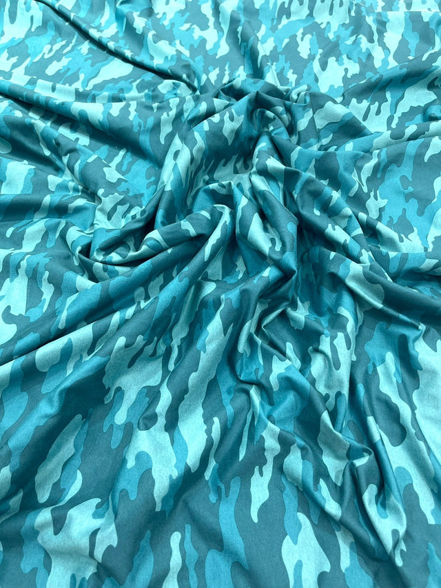 Camouflage Polyester Spandex Fabric - Heather Camouflage Print, Reversible, 58" Width (1 Yard)