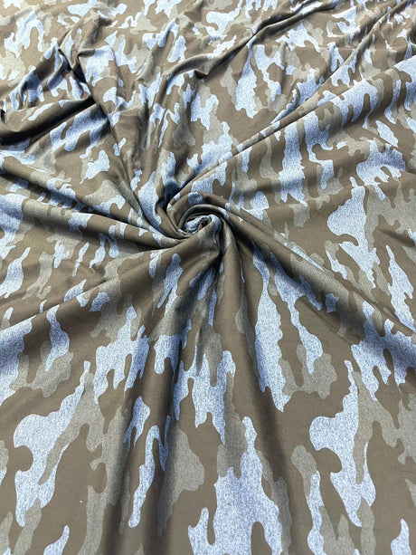 Camouflage Polyester Spandex Fabric - Heather Camouflage Print, Reversible, 58" Width (1 Yard)
