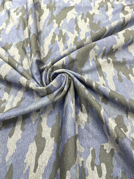 Camouflage Polyester Spandex Fabric - Heather Camouflage Print, Reversible, 58" Width (1 Yard)