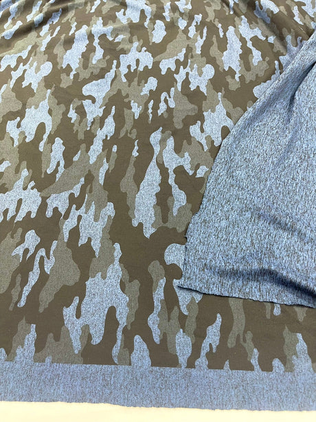 Camouflage Polyester Spandex Fabric - Heather Camouflage Print, Reversible, 58" Width (1 Yard)