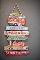 22.4” Wood Holiday Sign w/ Vehicle