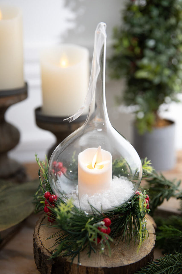 10” Clear Ivory Candle Lamp Ornament