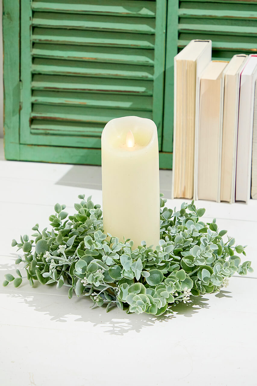 14" Eucalyptus Mixed Candle Ring