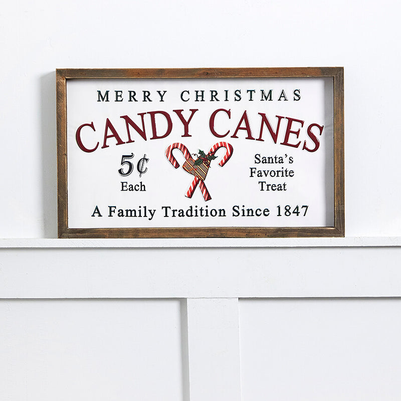 17” Wood & Metal Candy Canes Wall Sign