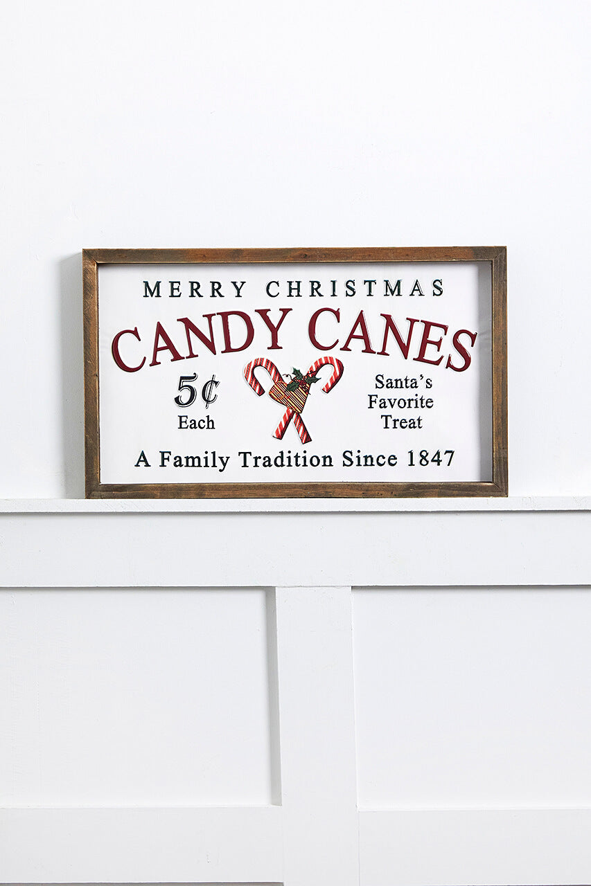17” Wood & Metal Candy Canes Wall Sign