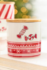 4.75" Ceramic Peppermint Candy Canister