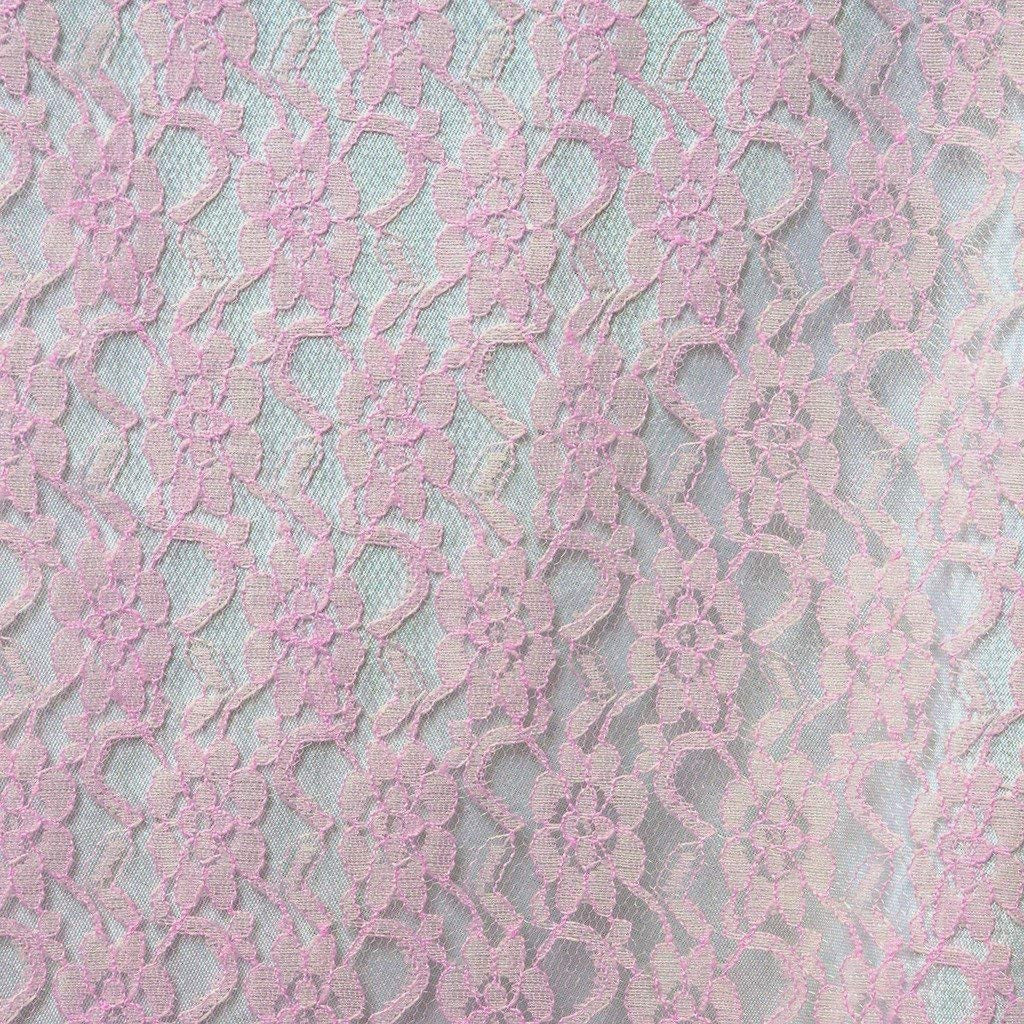 Raschel Lace Polyester Fabric - French Floral Lace, Aqua, 60" Width