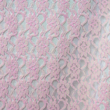 Raschel Lace Polyester Fabric - French Floral Lace, Aqua, 60" Width