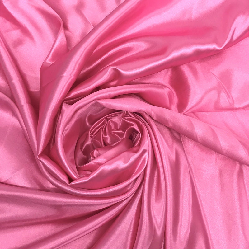 Candy Pink Polyester Satin Fabric - Candy Pink, Medium Satin, 58"-60" Width