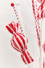 32" Red & White Candy Glitter Grass Spray