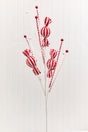 32" Red & White Candy Glitter Grass Spray