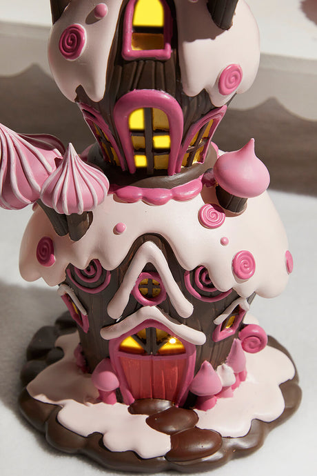 Resin Candy House with Led - Brown Pink
