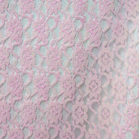 Candy Pink Raschel Lace Polyester Fabric - French Floral, 60" Width