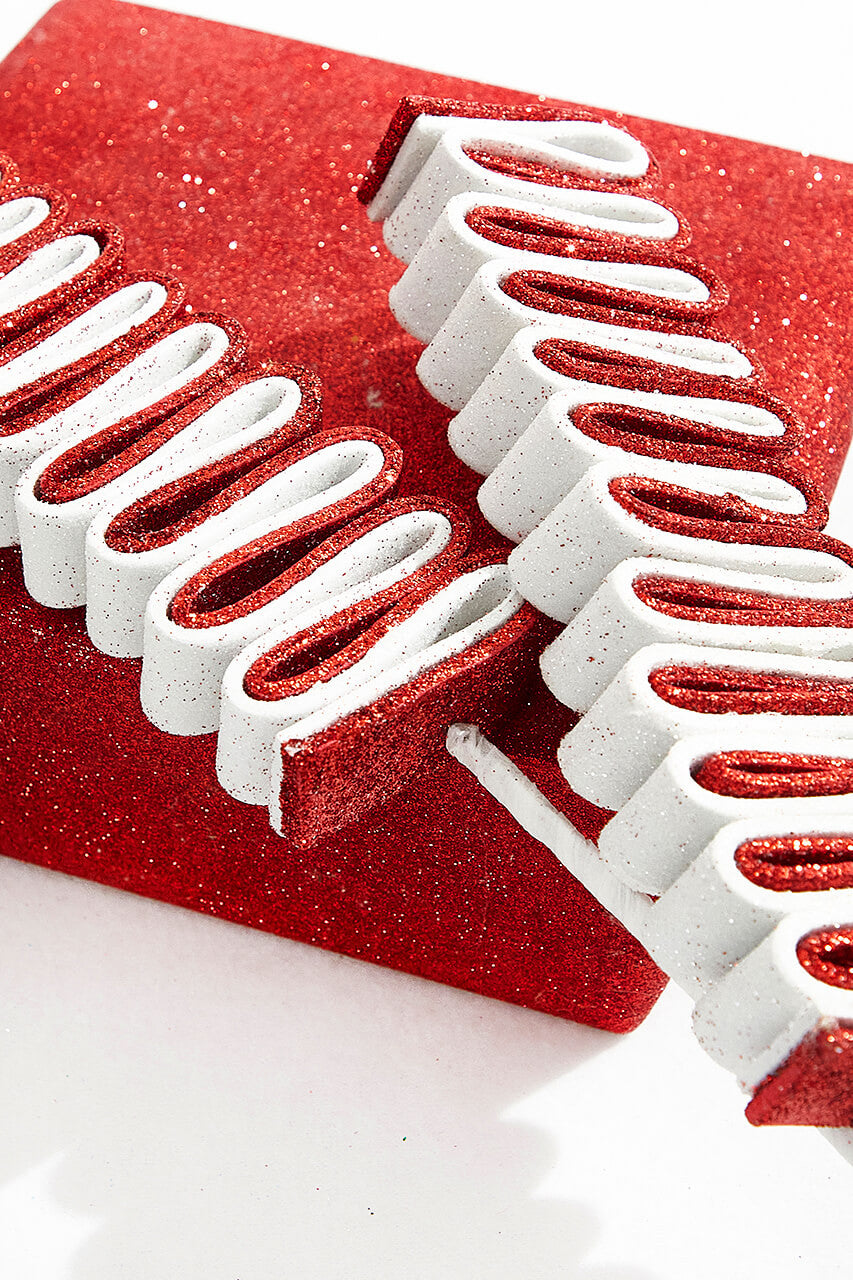 Glitter Peppermint Ribbon Candy Spray 28 Inch Christmas Decor