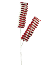 Glitter Peppermint Ribbon Candy Spray 28 Inch Christmas Decor