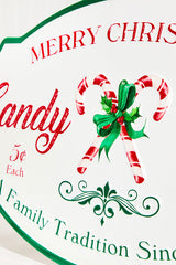 18" x 10" Metal Candy Cane Sign