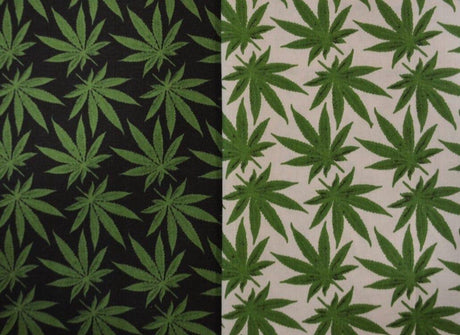 Marijuana Cannabis Leaf 100 Percent Cotton Fabric - Leaf Print, 60" Width (1 Yard)