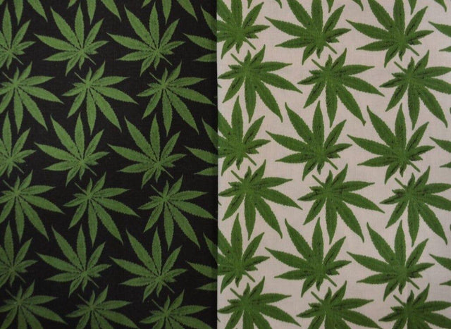 Marijuana Cannabis Leaf 100 Percent Cotton Fabric - Leaf Print, 60" Width (1 Yard)