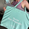 You're Sew Magnetic Cotton Canvas Fabric - Tote Bag, 27 X 23", 12 1/2" Handle, Pocket With Velcro Closure (1 Unit)