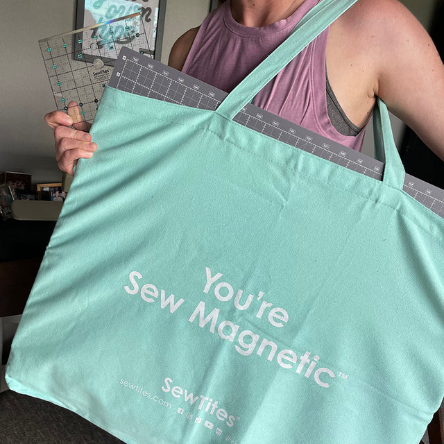 You're Sew Magnetic Cotton Canvas Fabric - Tote Bag, 27 X 23", 12 1/2" Handle, Pocket With Velcro Closure (1 Unit)