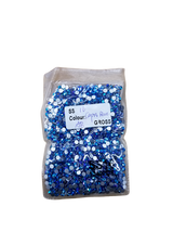 Small Bag Glue On Rhinestones Acrylic Fabric - Capri Blue AB, Flat Back, 2MM /6SS, 3MM /10SS, 4MM /16SS, 5MM /20SS, 6MM /30SS (Small Bag)