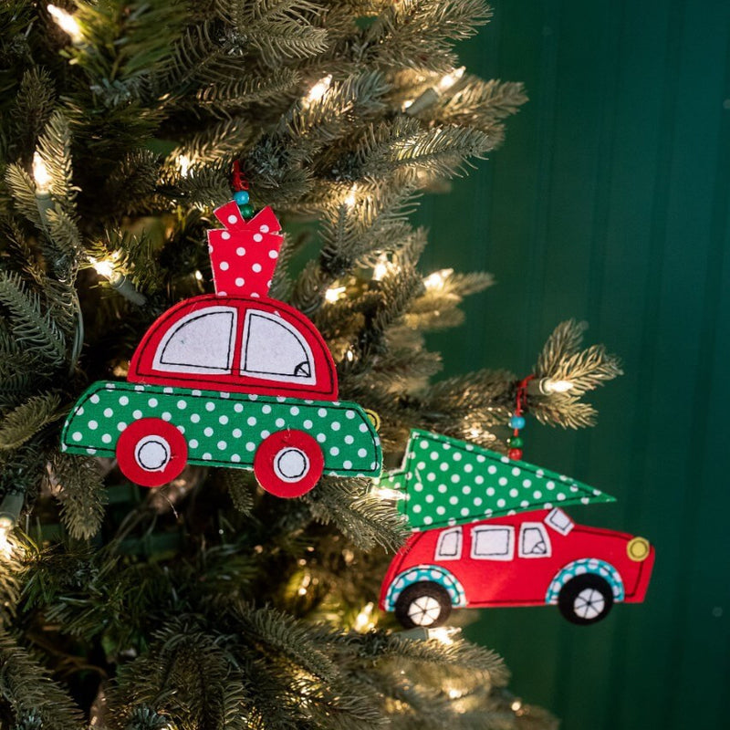 4.5 Inch Felt Car Christmas Ornament Decorative Holiday Accent