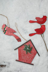 6.75 Inch Frosted Birdhouse Ornament Decorative Christmas Hanging Ornament
