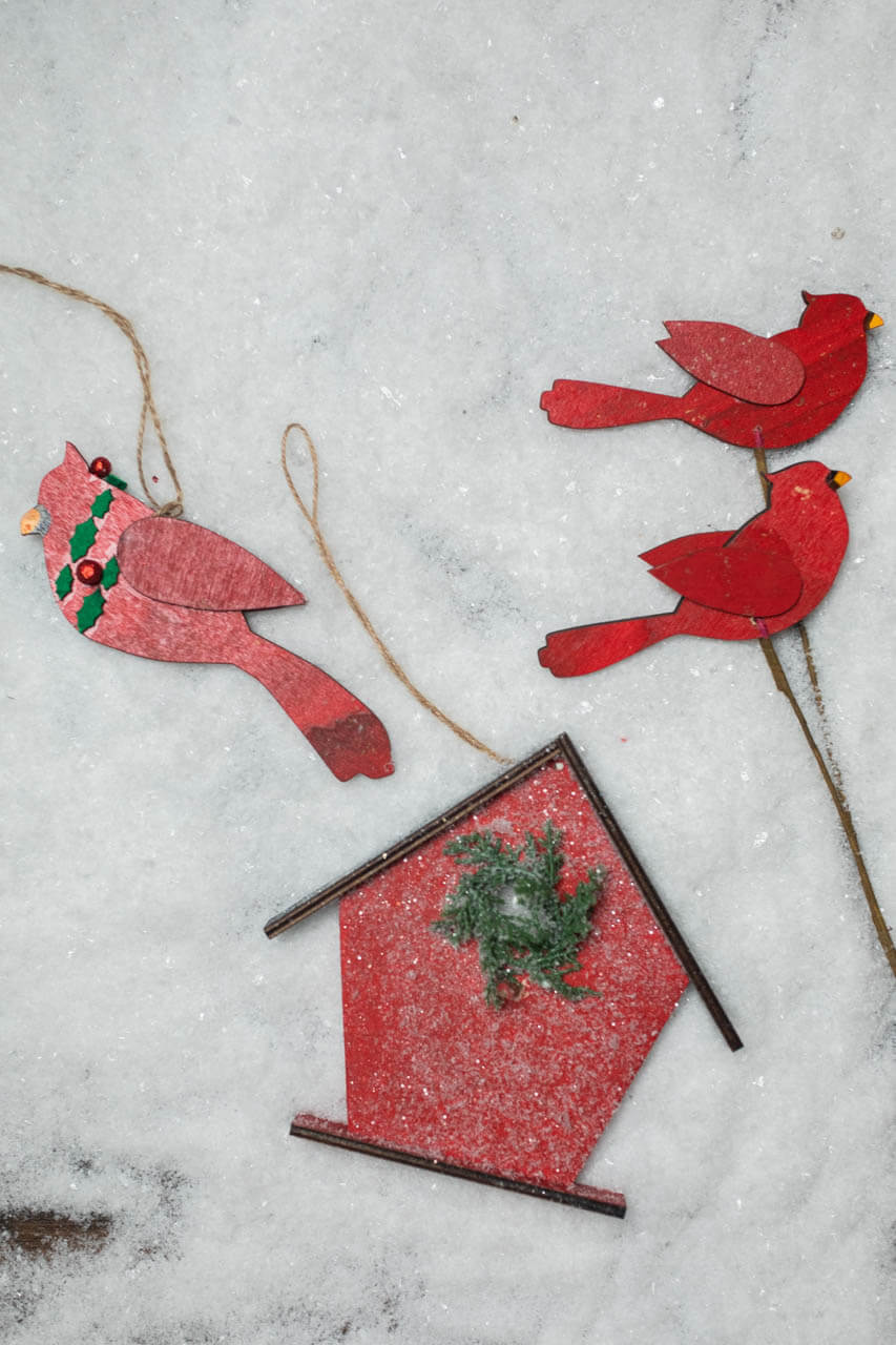 6.75” Frosted Birdhouse Ornament