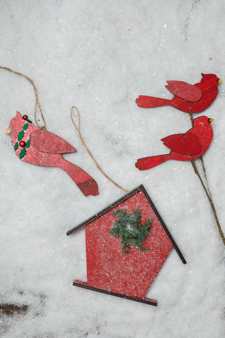 6.75” Frosted Birdhouse Ornament