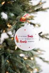 4” Glass Cardinal Sentiment Ball Ornament