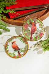 5" Glass Disc Cardinal Ornament