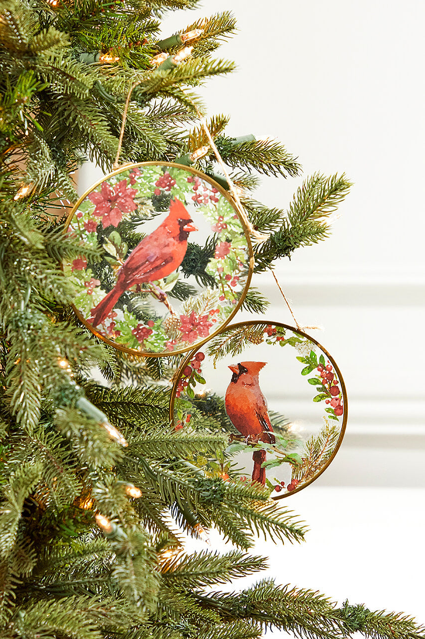 5" Glass Disc Cardinal Ornament
