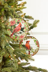 5" Glass Disc Cardinal Ornament