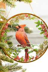 5" Cardinal Glass Disc Ornament Christmas Decor
