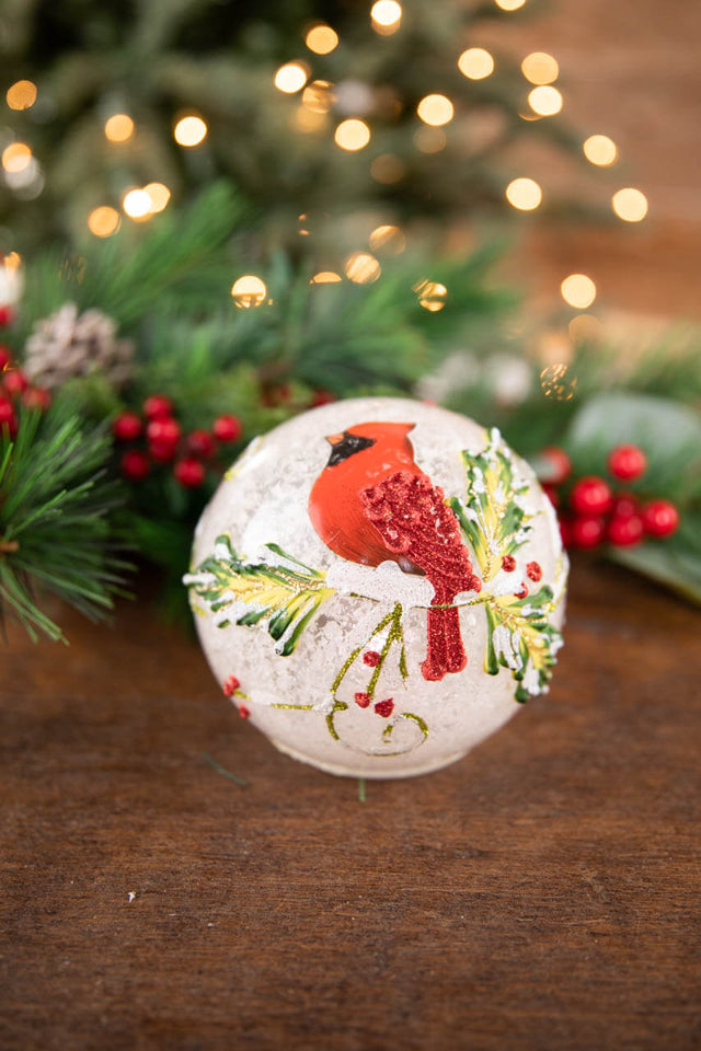 4” Small Glass Light Up Cardinal Décor