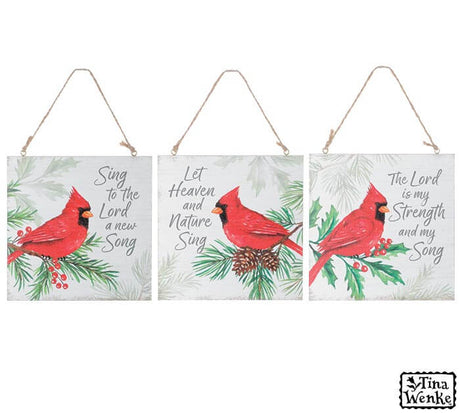 5" Flat Ornament with Cardinals and Sentiments