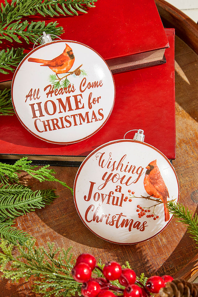 5" Plastic Cardinal Sentiment Disc Ornament