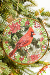 5" Cardinal Glass Disc Ornament Christmas Decor