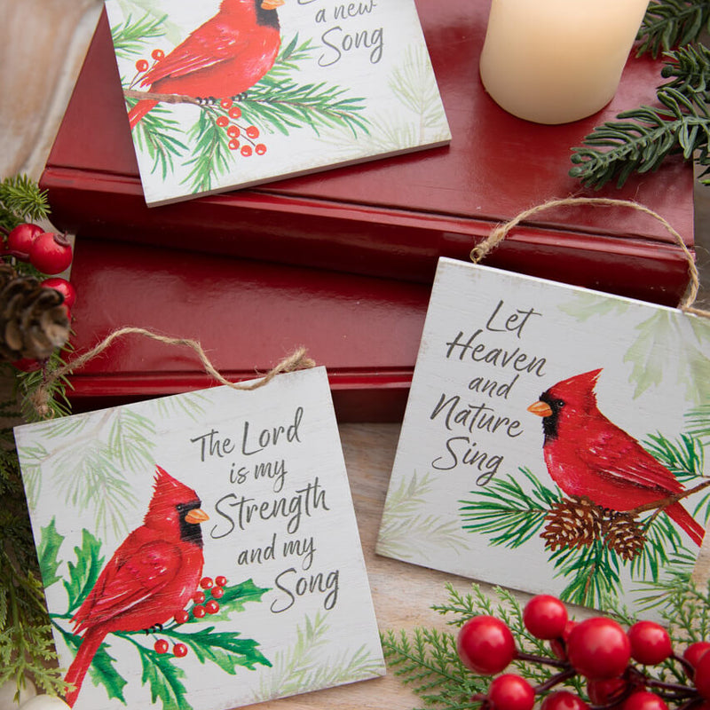 5" Flat Ornament with Cardinals and Sentiments