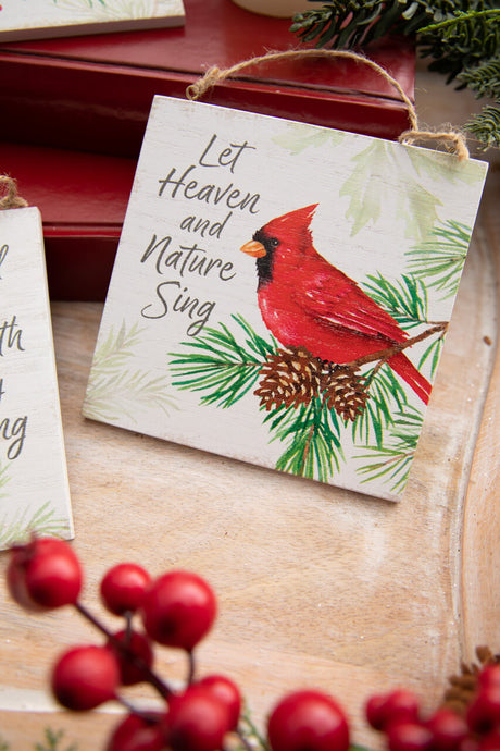 5" Flat Ornament with Cardinals and Sentiments