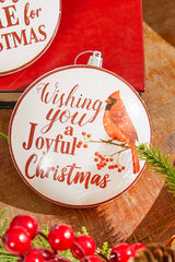 5" Plastic Cardinal Sentiment Disc Ornament
