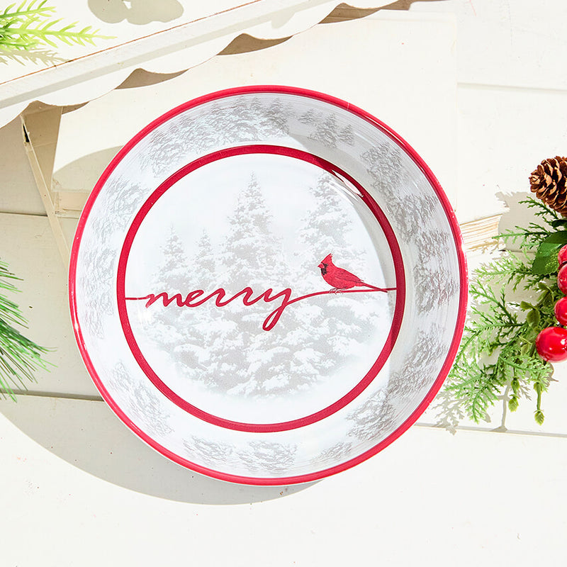 7.95 Inch Melamine Cardinal Design Bowl Decorative Christmas Serving Bowl