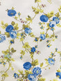 Roses Royal/White Polyester Cotton Fabric - White Floral Print, 59/60" Width (1 Yard)