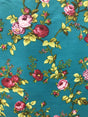 Roses Cranberry/Jade Polyester Cotton Fabric - Floral Print, Cranberry/Jade, 59/60" Width (1 Yard)