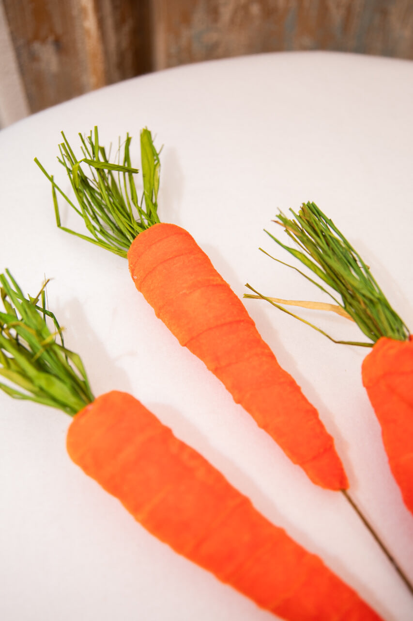 29" Velvet Carrot Spray – Whimsical Easter Decorative Accent