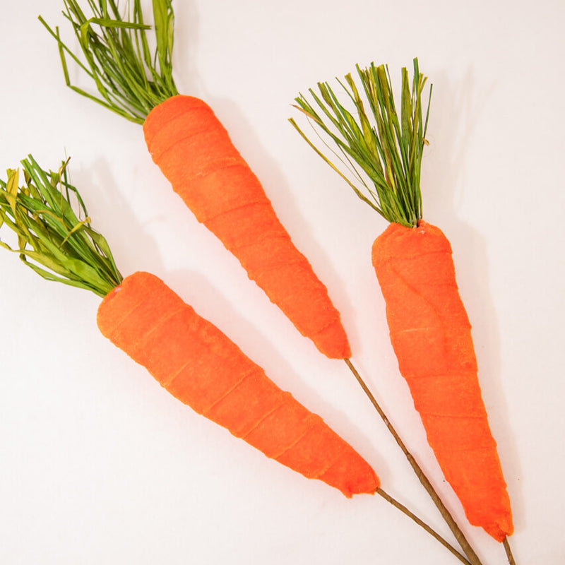 29" Velvet Carrot Spray – Whimsical Easter Decorative Accent